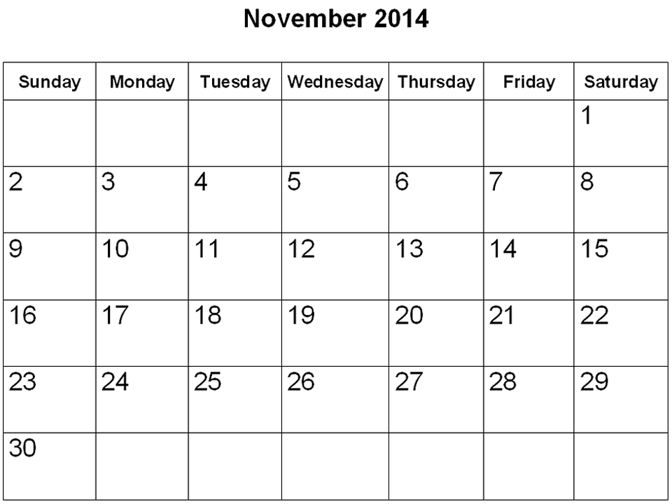 November 2014 Calendar Events images